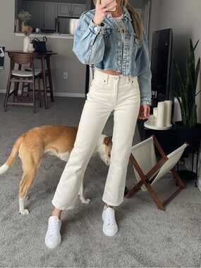 Abercrombie & Fitch 90s Straight Jeans, Ivory Cream